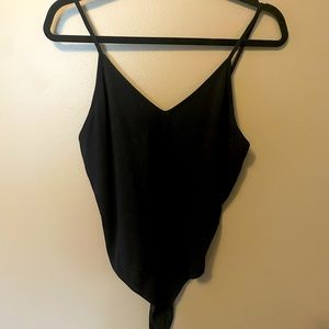XL Ribbed Black Thong Bodysuit